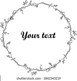 
Vector image of a round frame with curls and patterns for decoration