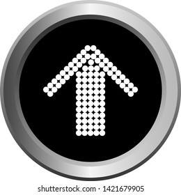 vector image of a round web button with a metal border and an arrow symbol on it