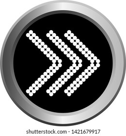 vector image of a round web button with a metal border and an arrow symbol on it