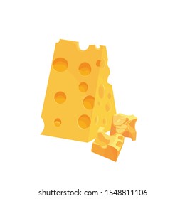 
Vector image of royal cheese on a white background. Pieces of cheese on a white background.