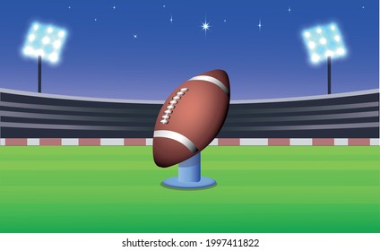Vector image rugby ball in the stadium 