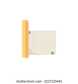 vector image ruler with a sheet of paper with white background