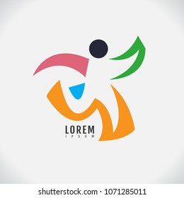 Vector Image Of An Running Human Design On White Background. Sport, Logo, Symbol, Icon, Abstract