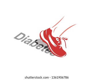 Vector Image Of A Running Shoe Stepping Off The Word Diabetes - The Role Of Exercise In Diabetes Management Or Prevention