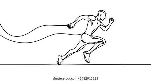 Vector image of a running sportsman drawn in a single line.