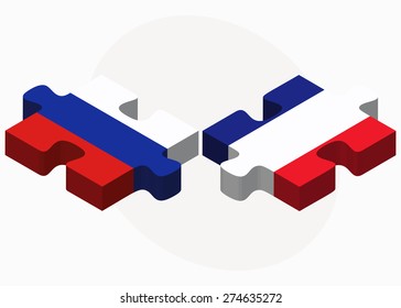 Vector Image - Russian Federation and France Flags in puzzle isolated on white background

