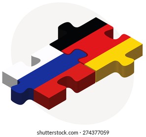 Vector Image - Russian Federation and Germany Flags in puzzle isolated on white background