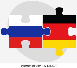 Vector Image - Russian Federation and Germany Flags in puzzle isolated on white background