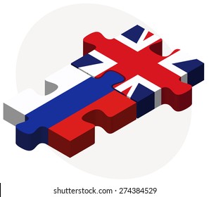 Vector Image - Russian Federation and United Kingdom Flags in puzzle isolated on white background