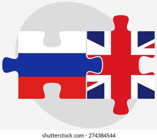 Vector Image - Russian Federation and United Kingdom Flags in puzzle isolated on white background