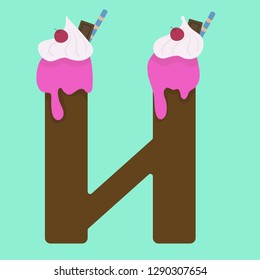 Vector image of the Russian letter And in the form of cake on blue background