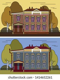 Vector image of Russian manor in color 