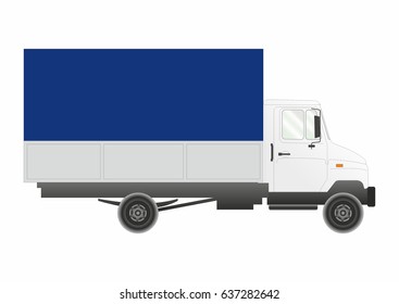 vector image of Russian truck with a blue awning