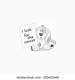 Vector image of a sad puppy.