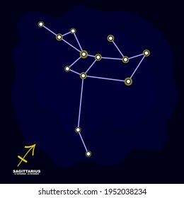 vector image with Sagittarius zodiac sign and constellation of Sagittarius for your project
