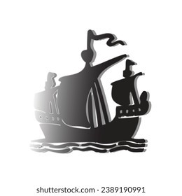  A vector image of a sailing ship in motion