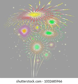 Vector image of salute. Firework on a gray background