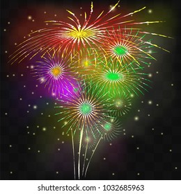 Vector image of salute. Fireworks on a black background.