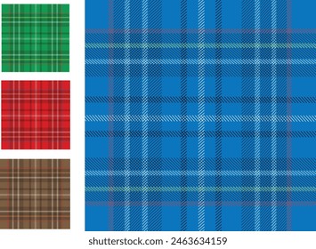 Vektorgrafik Bild der Muster von Tartangewebe: rot, blau, braun und grün. Traditionelles schottisches Tartan-Design.