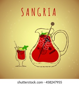 vector image of sangria. styling in color