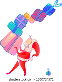  Vector image of Santa Claus carrying gifts