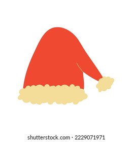 Vector image of Santa Claus hat. Red Santa Claus hat. 