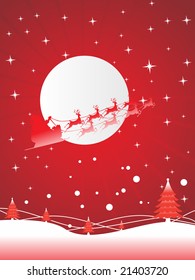 vector image of santa claus on sleigh at night