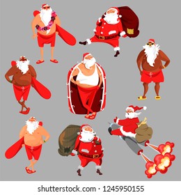vector image of Santa Claus. set of pictures