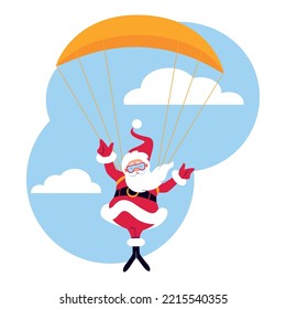 Imagen vectorial de Santa en un paracaídas