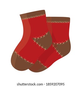 Vector image of santa socks. Red socks.
