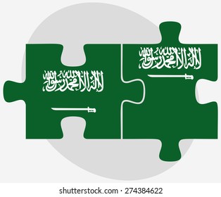Vector Image - Saudi Arabia and Saudi Arabia Flags in puzzle isolated on white background

