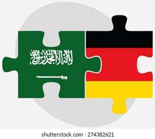 Vector Image - Saudi Arabia and Germany Flags in puzzle isolated on white background