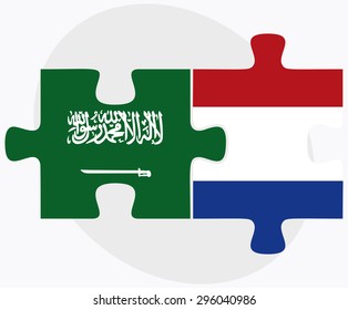 Vector Image - Saudi Arabia and Netherlands Flags in puzzle isolated on white background