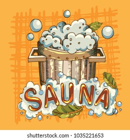 vector image of sauna accessories in background image