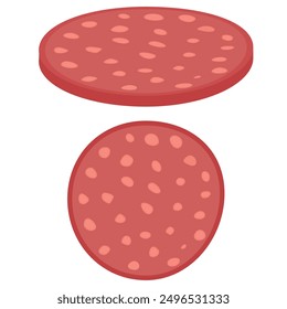 Vector Imagen de lonchas de salchicha. Concepto de alimentos e ingredientes para cocinar. Elemento para su diseño