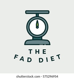 Vector Image Of Scale With Text Fad Diet Against White Background