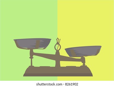 vector image of scales on green and yellow background