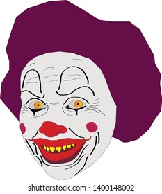 Vector image of scary clown in makeup