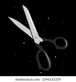 Vector image of scissors with a black handle.