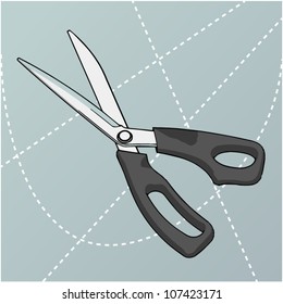 Vector image: scissors with plastic handles