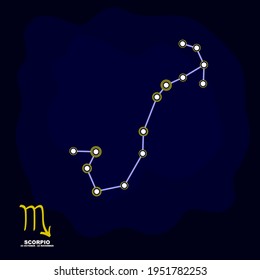 vector image with Scorpio zodiac sign and constellation of Scorpio for your project