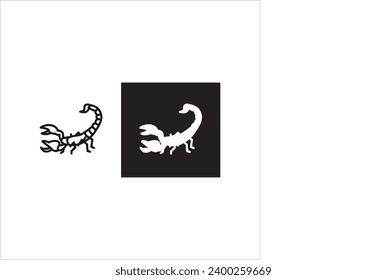 vector image of a scorpion, black and white colors, white and black background