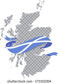 vector image of Scotland map with gray tartan