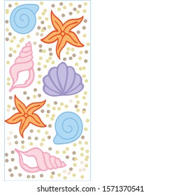 Vector image of Sea Shells for logotype, t-shirt, banner, magazine, poster, decoration, postcard. Sea Shells background. Sea Shells illustration. EPS 10.