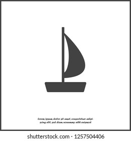 Vector image of a sea ship. Ship, Sailboat Icon on white isolated background.  Layers grouped for easy editing illustration. For your design.