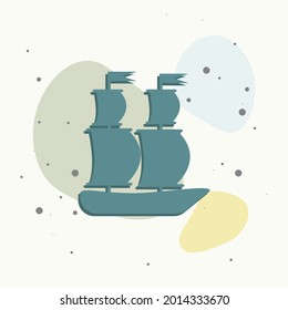 Vektorbild eines Seeschiffes. Schiff, Segelboot-Symbol auf mehrfarbigem Hintergrund.