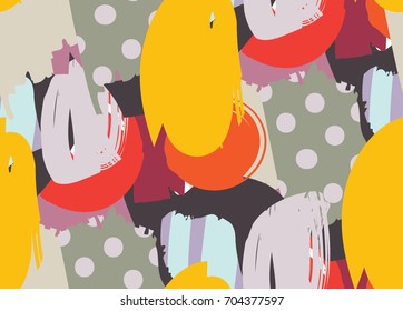 Vector image. Seamless abstract pattern with brush strokes textures. Unusual colors. Universal use.