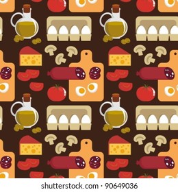 Vector image. Seamless background. Food - the ingredients for pizza