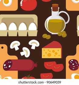 Vector image. Seamless background. Food - the ingredients for pizza