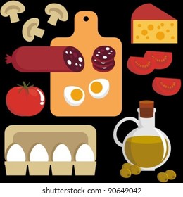 Vector image. Seamless background. Food - the ingredients for pizza